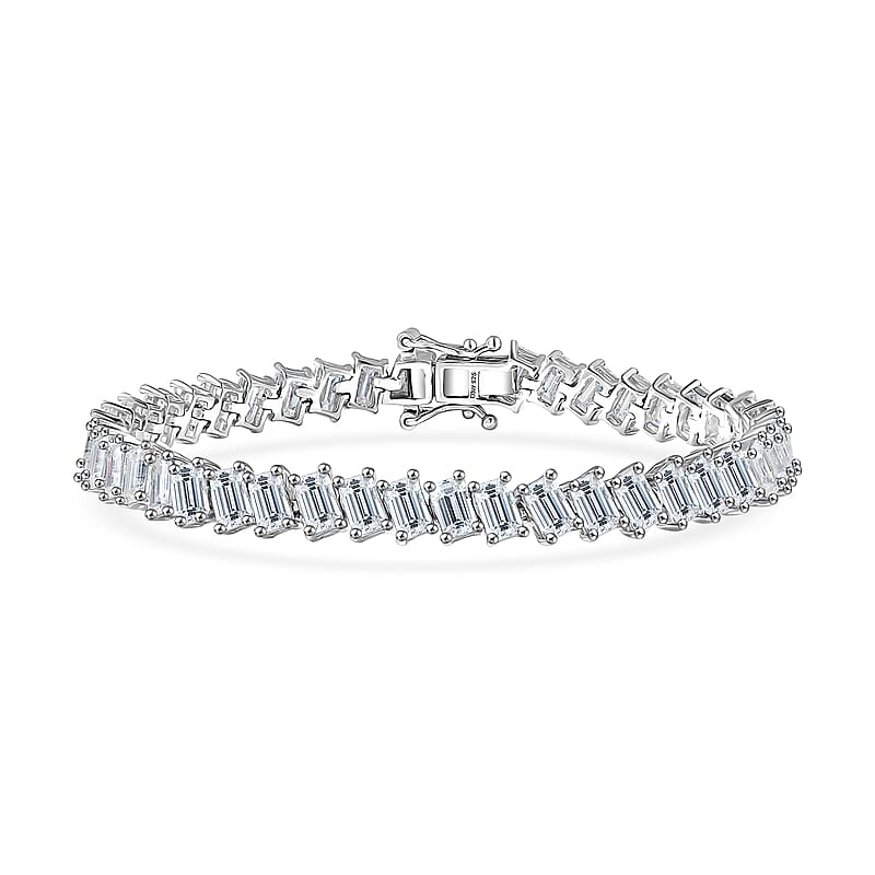 D'Joy Moissanite 11.65 ctw Symphony Glow Bracelet in Rhodium Over Sterling Silver (6.50 In)