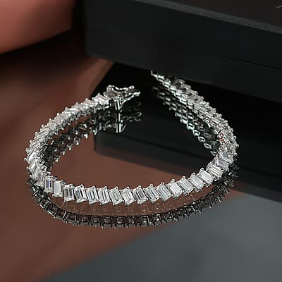 D'Joy Moissanite 11.65 ctw Symphony Glow Bracelet in Rhodium Over Sterling Silver (6.50 In)