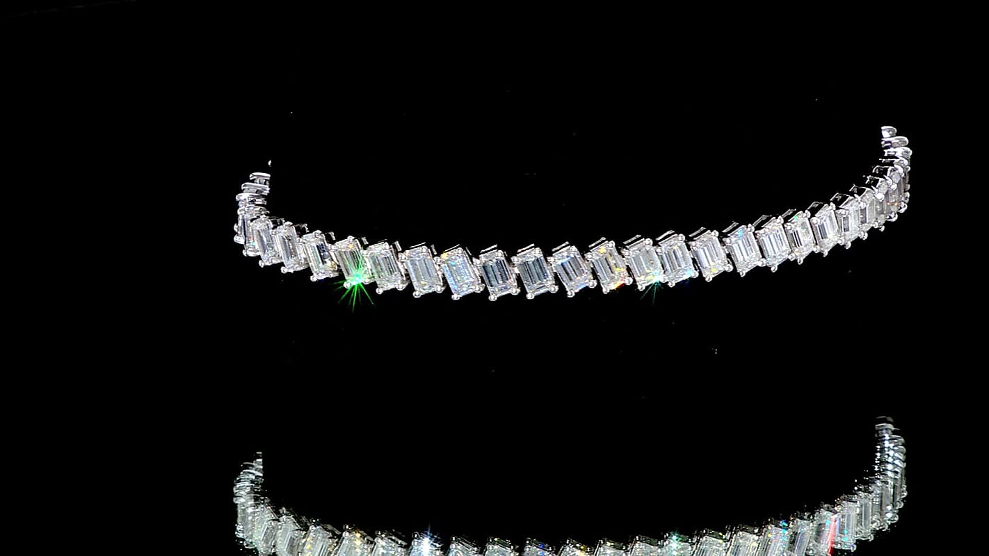 D'Joy Moissanite 13.00 ctw Symphony Glow Bracelet in Rhodium Over Sterling Sil (7.25 In)