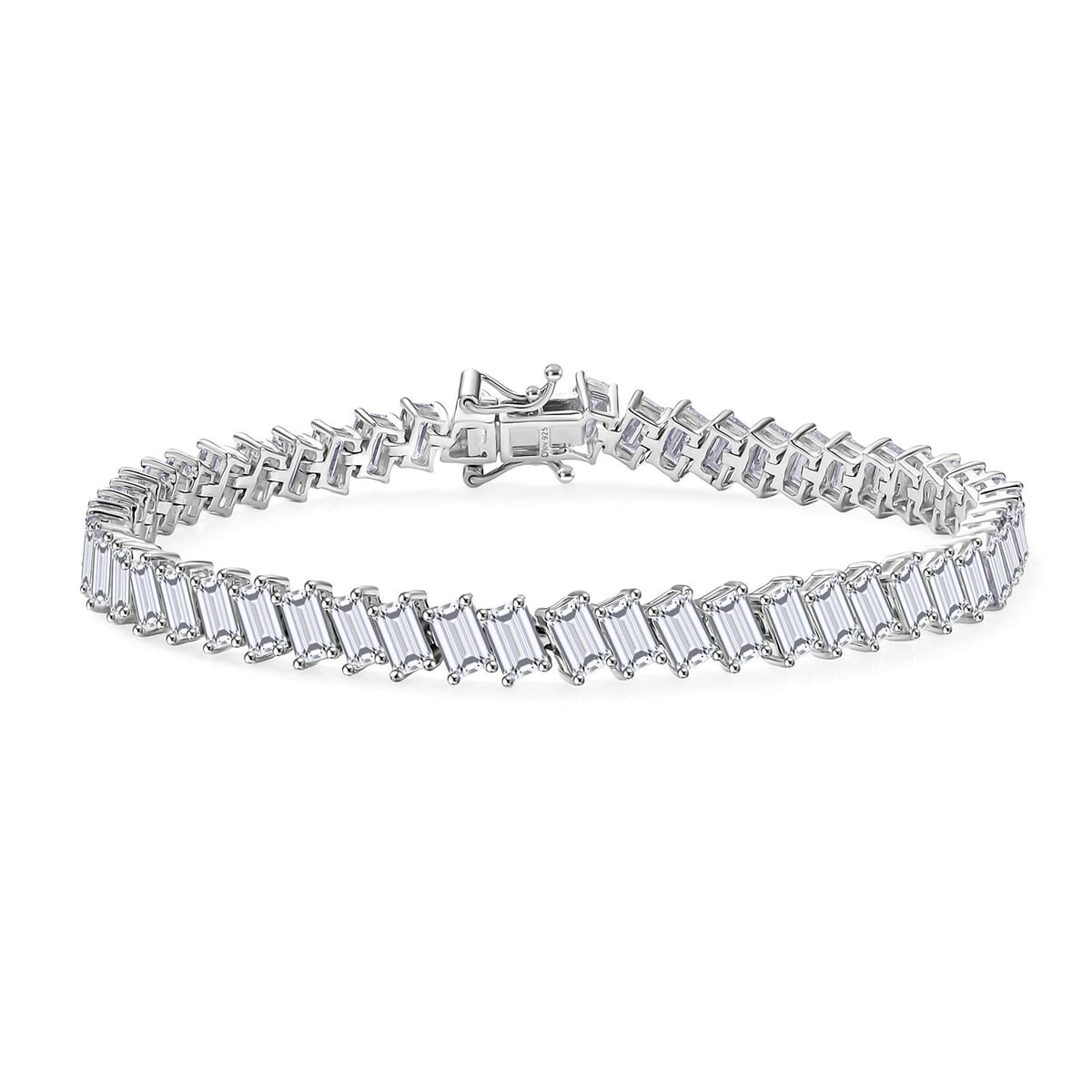 D'Joy Moissanite 14.10 ctw Bracelet in Rhodium Over Sterling Silver (8.00 In) image number 0