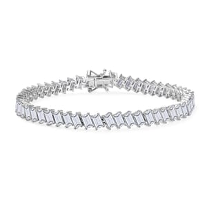 D'Joy Moissanite 14.10 ctw Bracelet in Rhodium Over Sterling Silver (8.00 In)