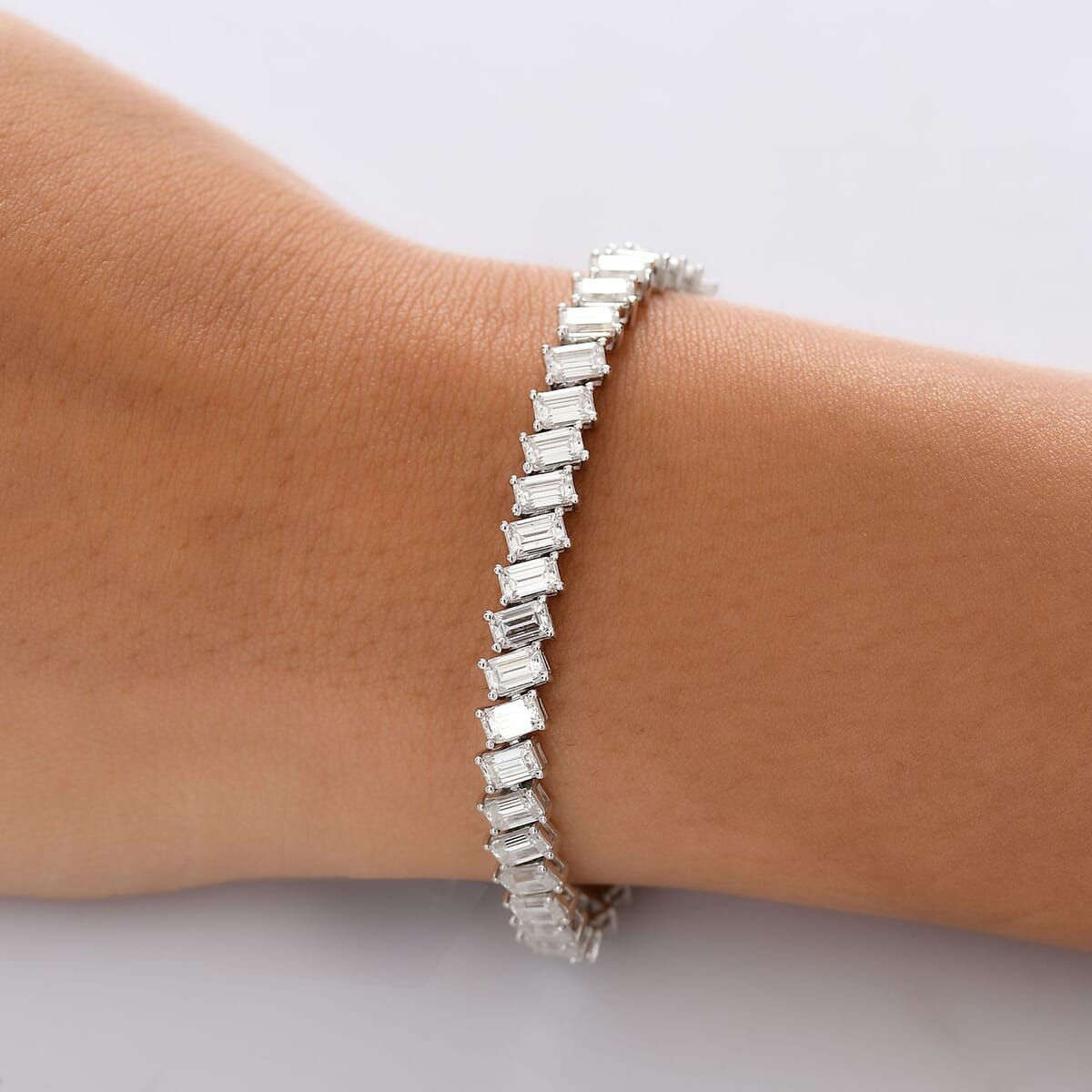 D'Joy Moissanite 14.10 ctw Bracelet in Rhodium Over Sterling Silver (8.00 In) image number 2