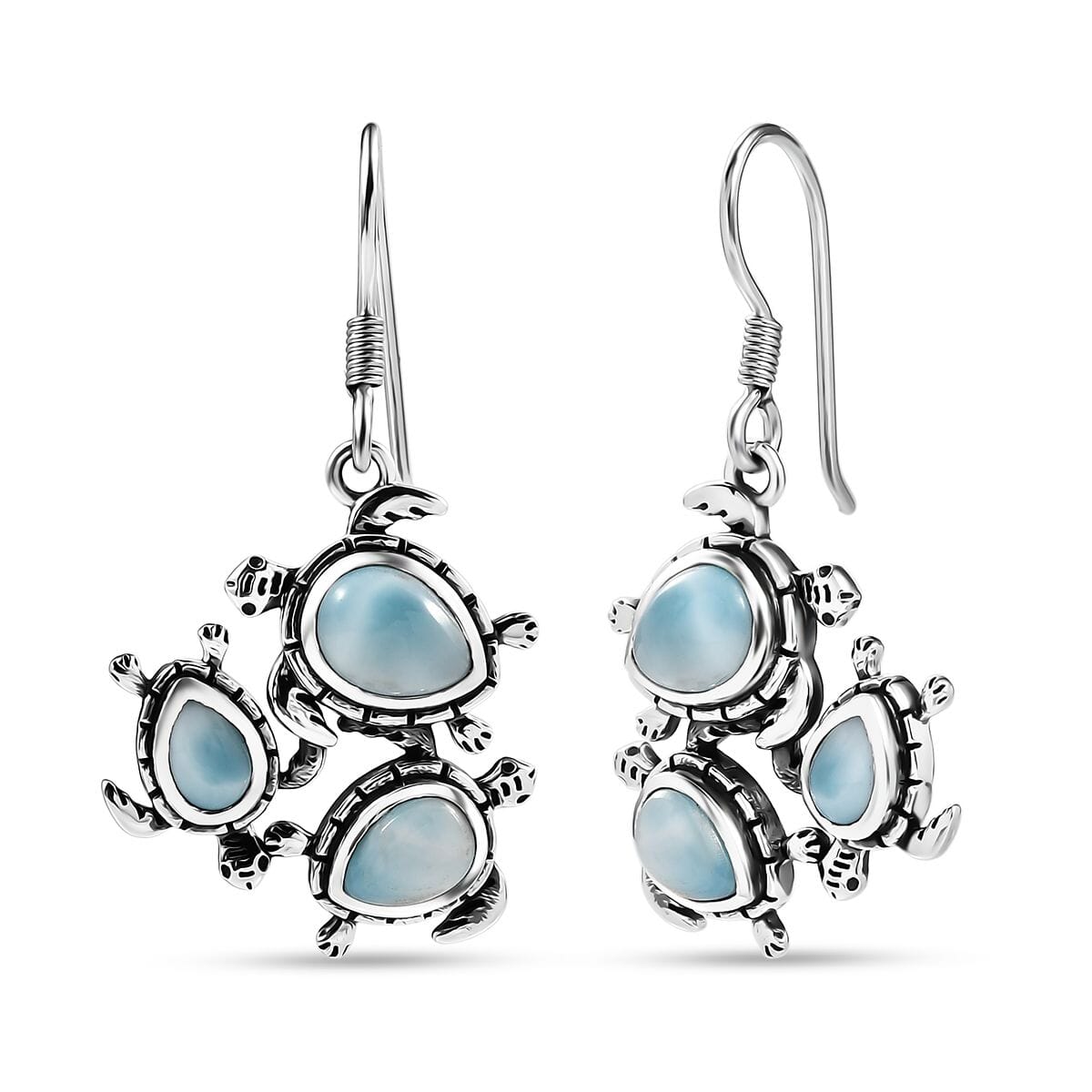 D'Joy Artisan Crafted Larimar 5.60 ctw Earrings in Sterling Silver  image number 0
