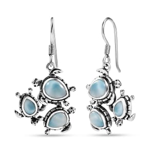 D'Joy Artisan Crafted Larimar 5.60 ctw Earrings in Sterling Silver 