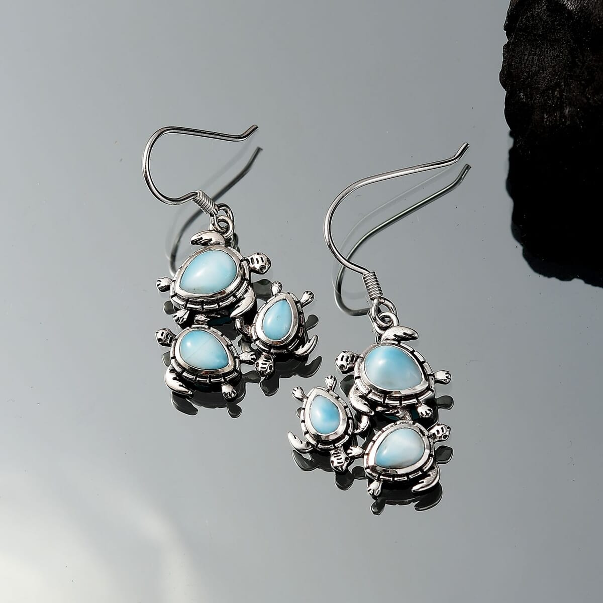 D'Joy Artisan Crafted Larimar 5.60 ctw Earrings in Sterling Silver  image number 1