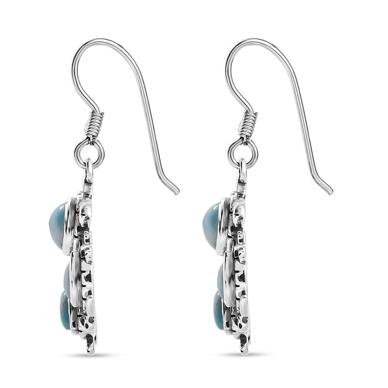 D'Joy Artisan Crafted Larimar 5.60 ctw Tide walkers Earrings in Sterling Silver 