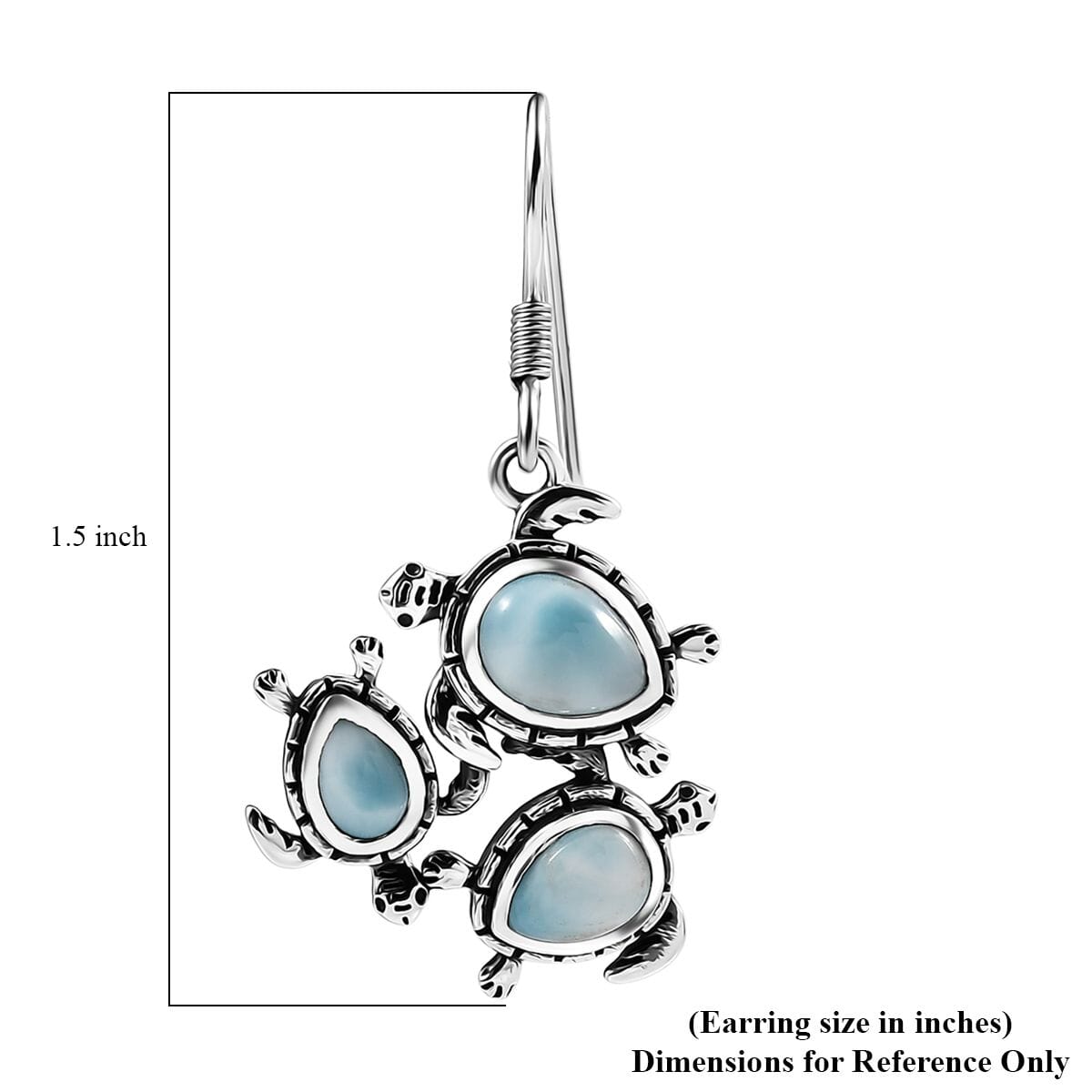 D'Joy Artisan Crafted Larimar 5.60 ctw Earrings in Sterling Silver  image number 5
