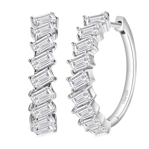 D'Joy Moissanite 4.85 ctw Hoop Earrings in Rhodium Over Sterling Silver
