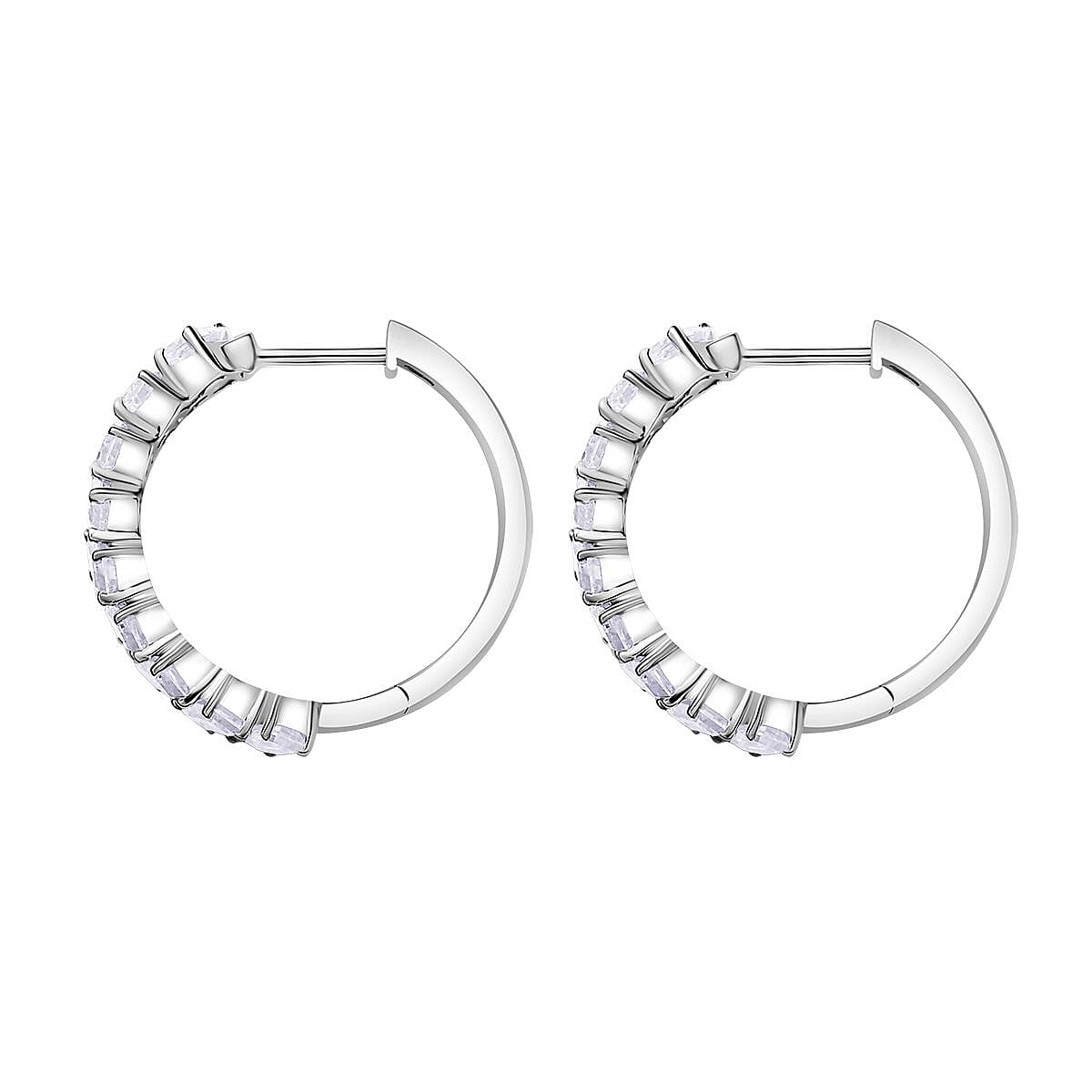 D'Joy Moissanite 4.85 ctw Symphony Glow Hoop Earrings in Rhodium Over Sterling Silver