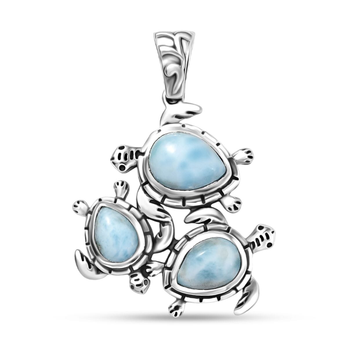 D’Joy Artisan Crafted Larimar 4.60 ctw Pendant in Sterling Silver  image number 0