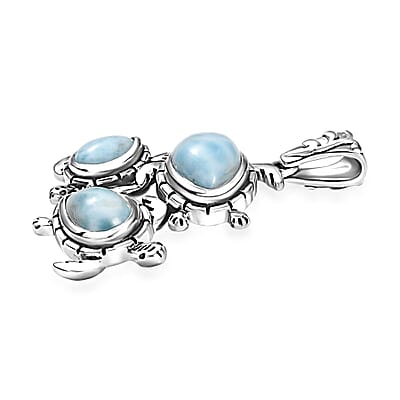 D'Joy Artisan Crafted Larimar 4.60 ctw Tide walkers Pendant without Chain in Sterling Silver 