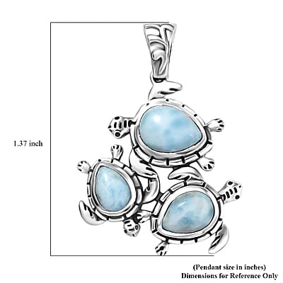 D'Joy Artisan Crafted Larimar 4.60 ctw Tide walkers Pendant without Chain in Sterling Silver 