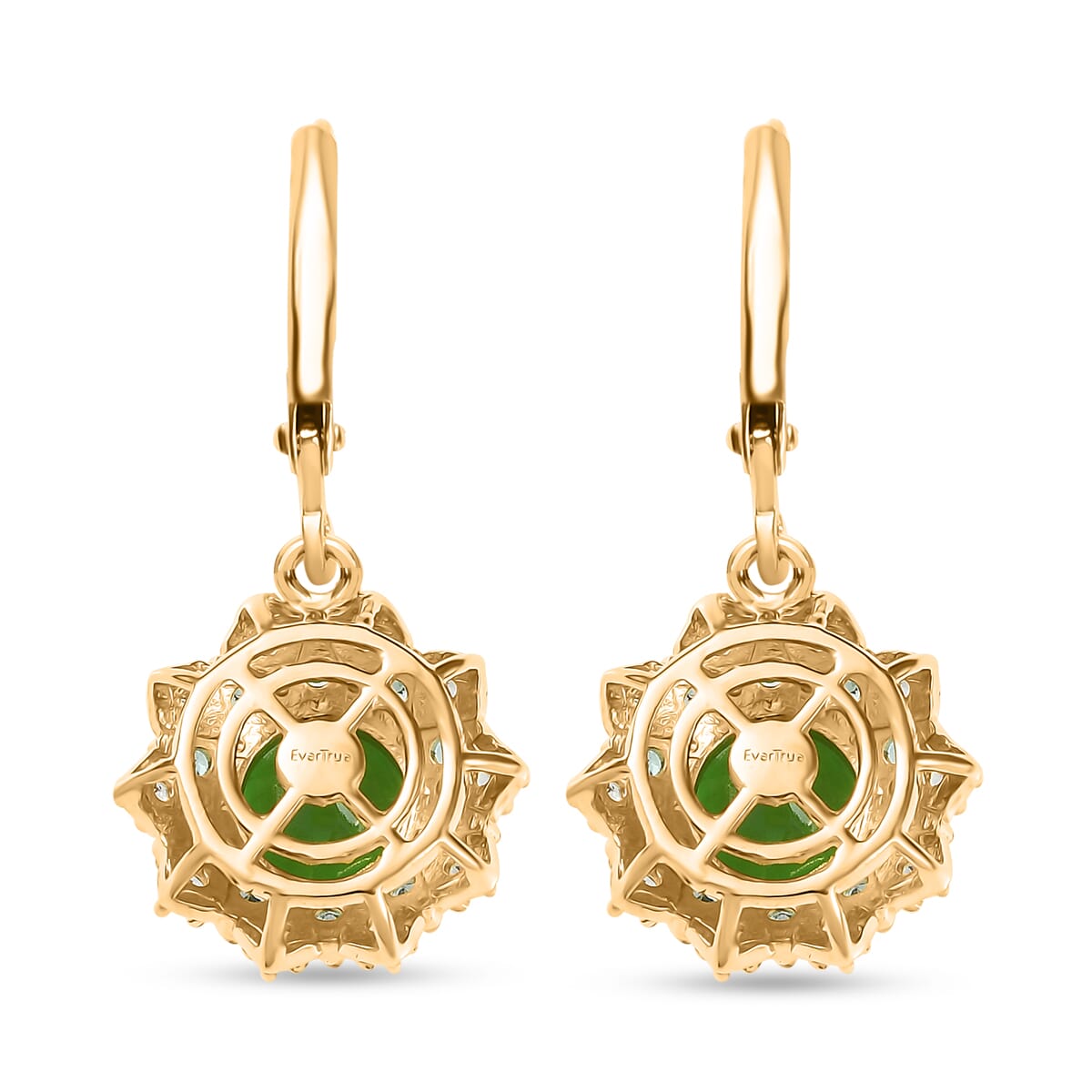 Ever True Chartreuse Quartz (Triplet) and Signity Ice Blue and Paraiba Topaz 4.30 ctw Sunspire Bloom Earrings in 18K YG Plated and Stainless Steel image number 4