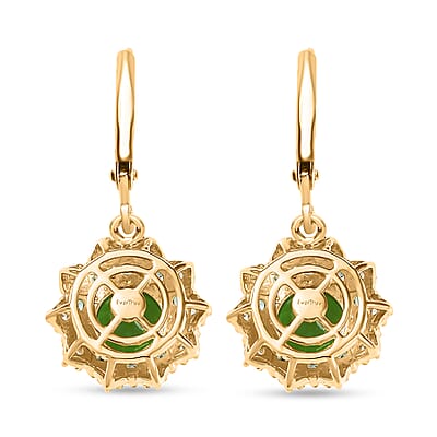EverTrue Chartreuse Quartz (Triplet) and Signity Ice Blue and Paraiba Topaz 4.30 ctw Sunspire Bloom Earrings in 18K YG Plated and Stainless Steel
