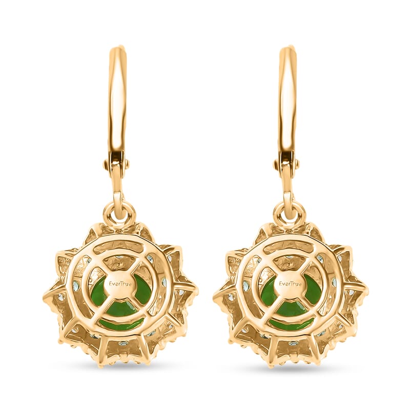 EverTrue Chartreuse Quartz (Triplet) and Signity Ice Blue and Paraiba Topaz 4.30 ctw Sunspire Bloom Earrings in 18K YG Plated and Stainless Steel