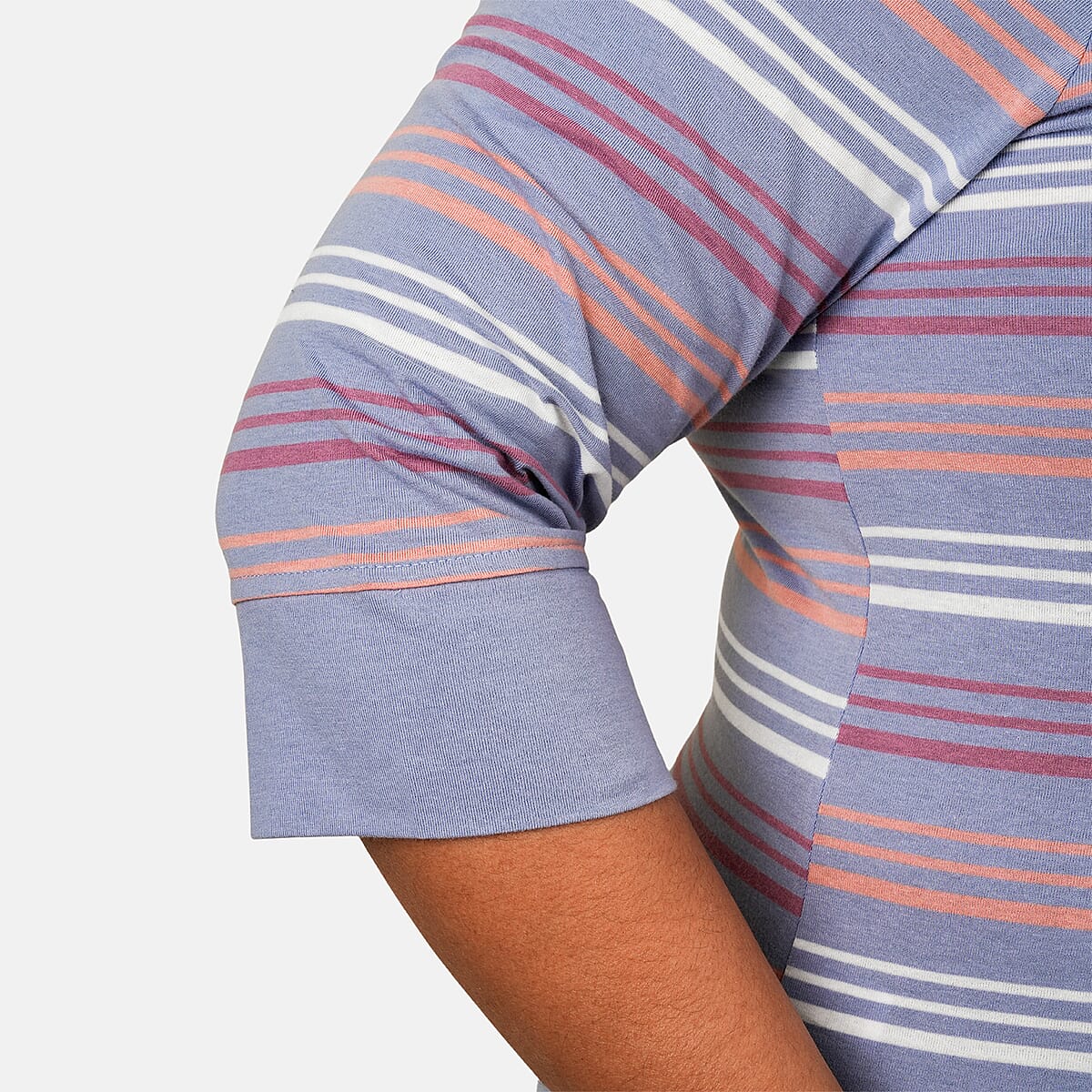 Solleille Hyacinth Stripe Knit 3/4 Sleeve Top - XL image number 3