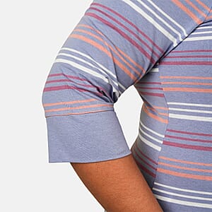 Solleille Hyacinth Stripe Knit 3/4 Sleeve Top - XXL