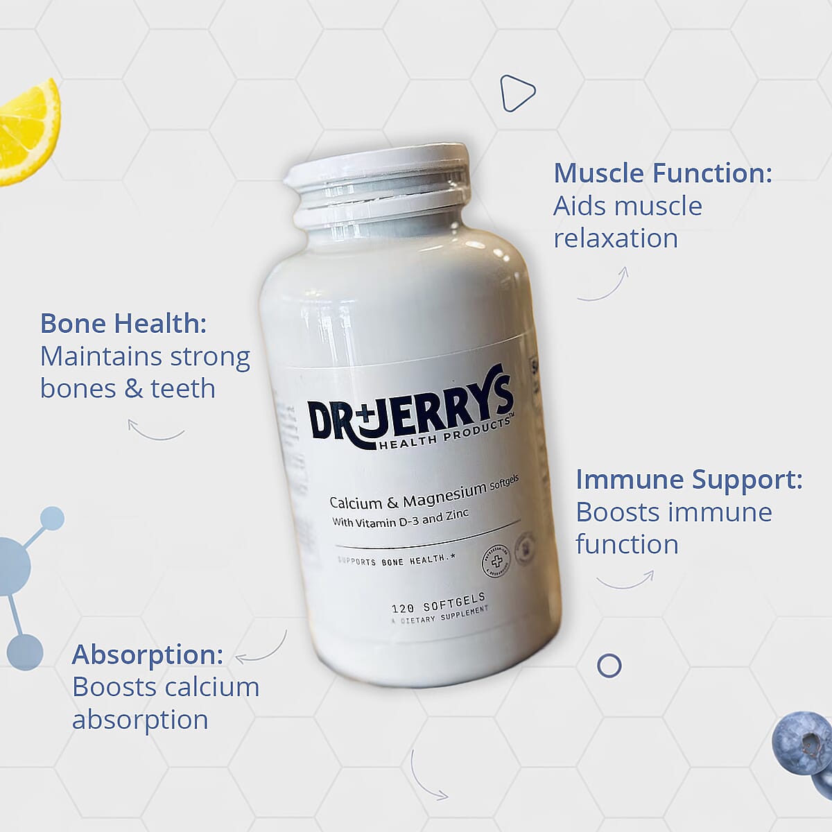 Dr. Jerry's Calcium & Magnesium with Vitamin D-3 & Zinc Dietary Supplement (120 Softgels) image number 1