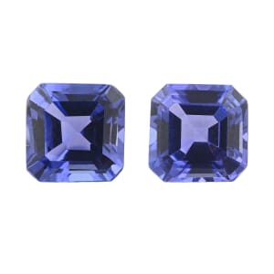 Certified & Appraised AAAA Asscher Cut Tanzanite Set of 2 (Sqr 6x6 mm) 2.00 ctw
