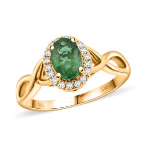 Certified & Appraised Iliana AAAA Kagem Zambian Emerald and SI Diamond 1.00 ctw Ring in 18K Yellow Gold (Size 10.0)