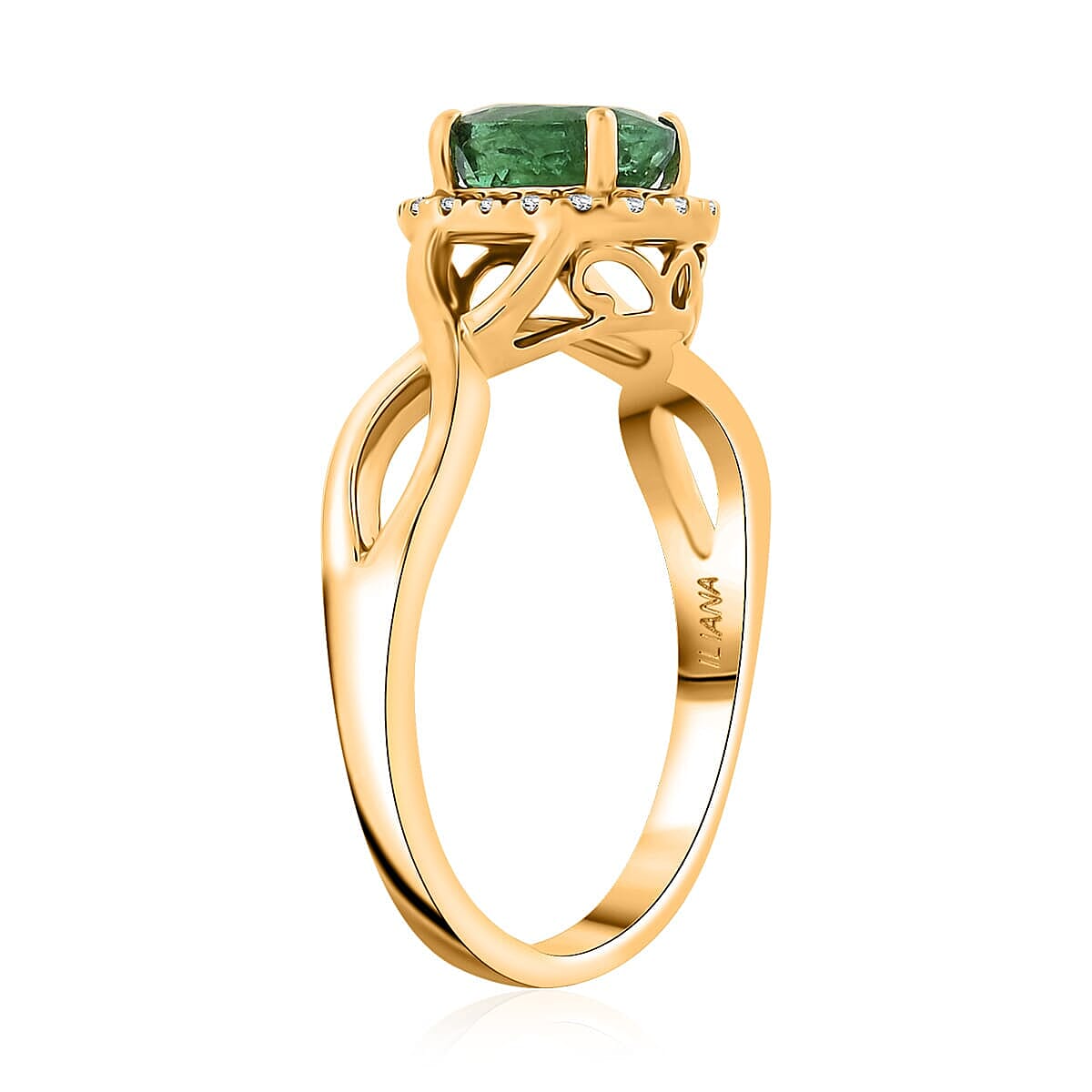 Certified & Appraised Iliana AAAA Kagem Zambian Emerald and SI Diamond 1.00 ctw Ring in 18K Yellow Gold (Size 10.5) image number 3