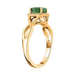 Certified & Appraised Iliana AAAA Kagem Zambian Emerald and SI Diamond 1.00 ctw Ring in 18K Yellow Gold (Size 10.5)