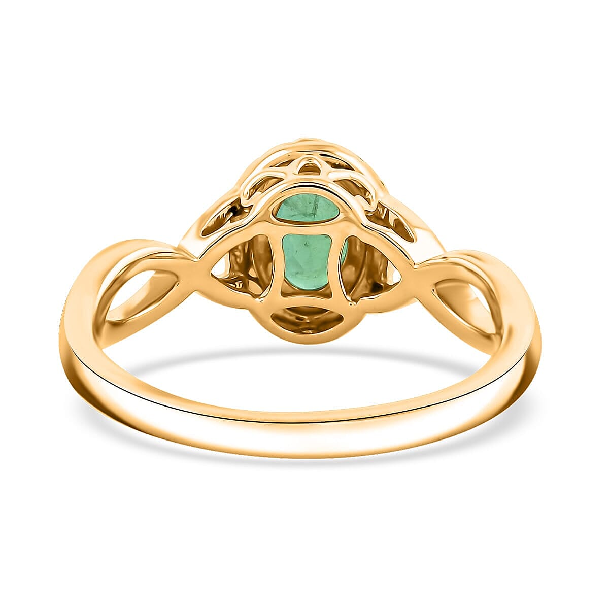Certified & Appraised Iliana AAAA Kagem Zambian Emerald and SI Diamond 1.00 ctw Ring in 18K Yellow Gold (Size 6.5) image number 4