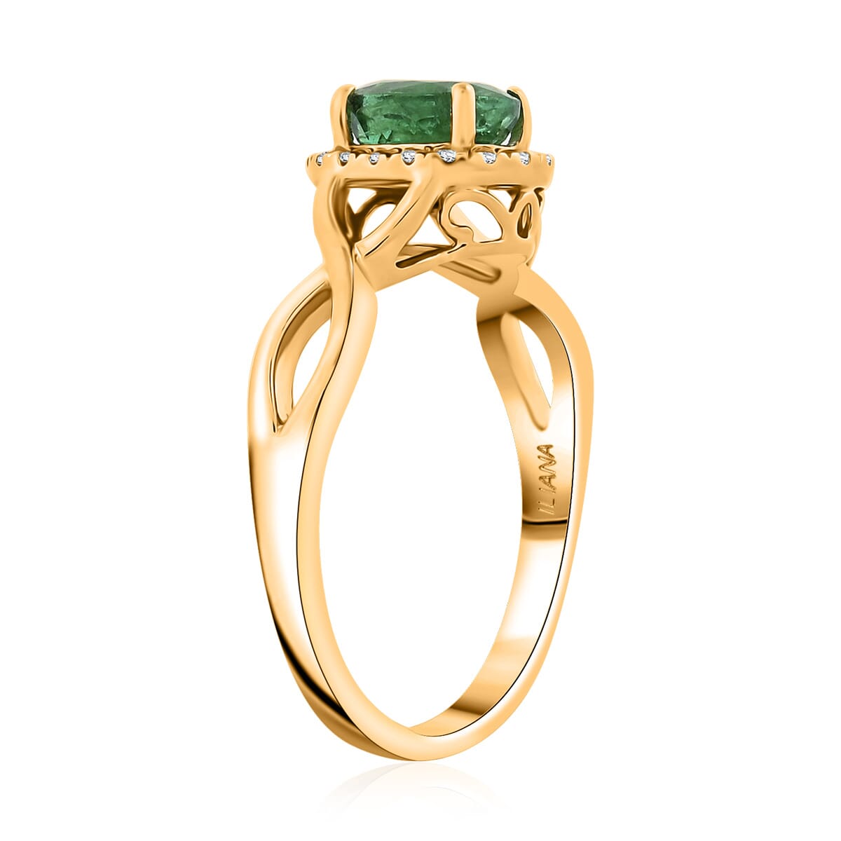 Certified & Appraised Iliana AAAA Kagem Zambian Emerald and SI Diamond 1.00 ctw Ring in 18K Yellow Gold (Size 7.0) image number 3