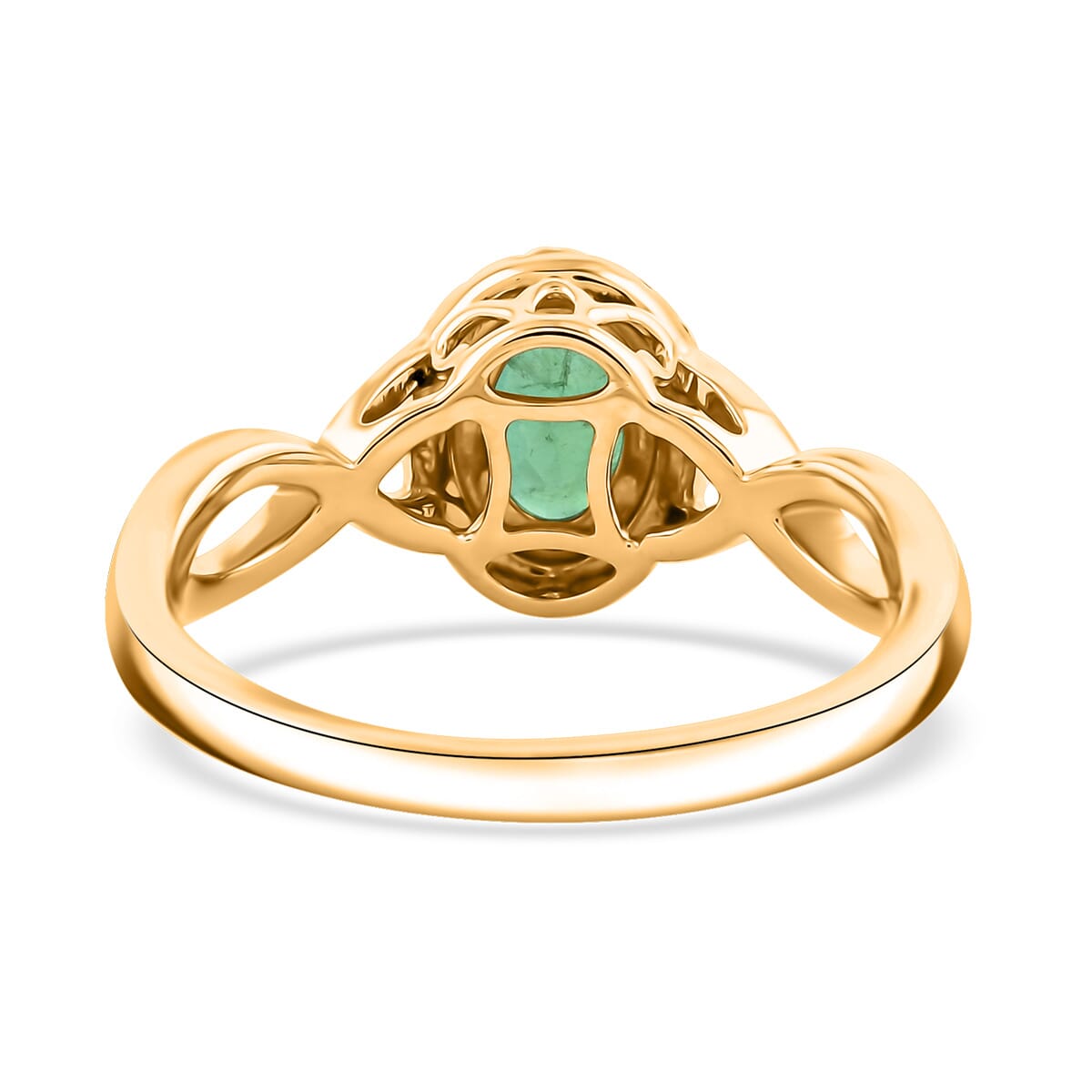 Certified & Appraised Iliana AAAA Kagem Zambian Emerald and SI Diamond 1.00 ctw Ring in 18K Yellow Gold (Size 7.0) image number 4