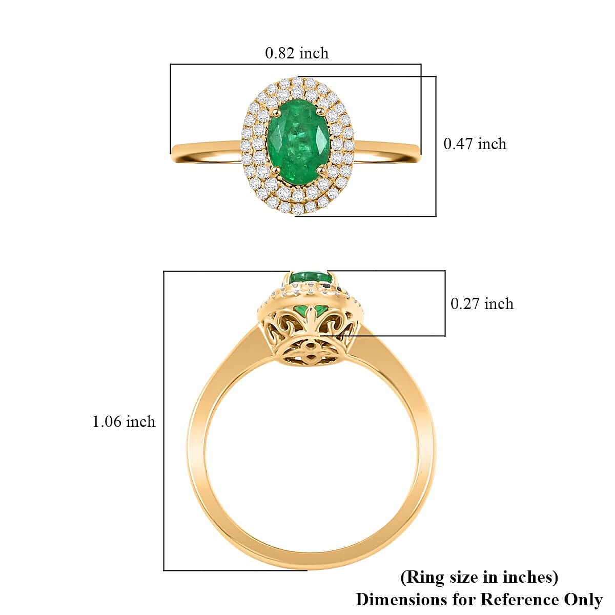 Certified & Appraised Iliana AAAA Kagem Zambian Emerald and SI Diamond 1.00 ctw Double Halo Ring in 18K Yellow Gold (Size 8.5) image number 5