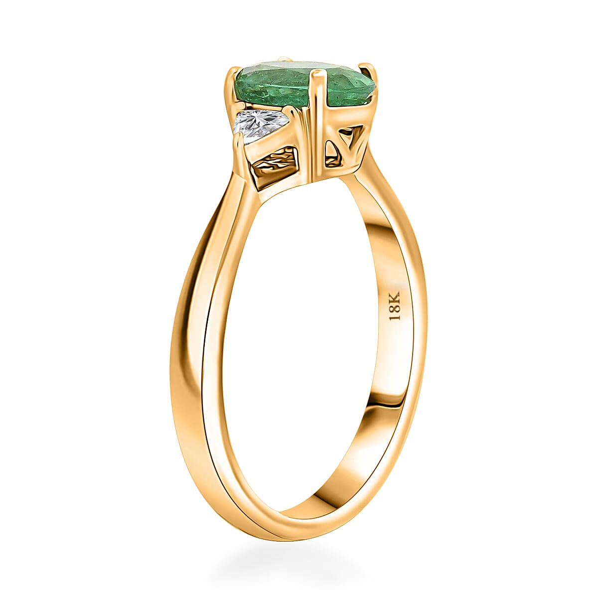 Certified & Appraised Iliana AAAA Kagem Gemfield Emerald and SI Diamond 1.40 ctw Ring in 18K Yellow Gold (Size 7.0) image number 3