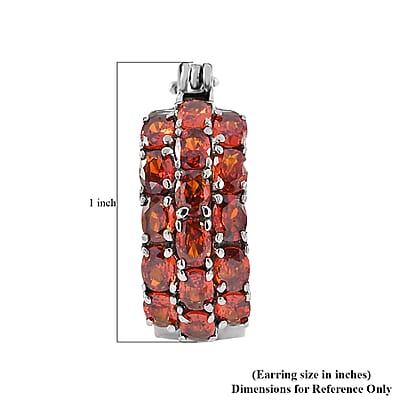 EverTrue Red Simulated Diamond Hoop Earrings in Stainless Steel 7.80 ctw