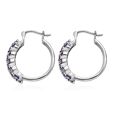 EverTrue Blue Simulated Diamond Hoop Earrings in Stainless Steel 7.15 ctw
