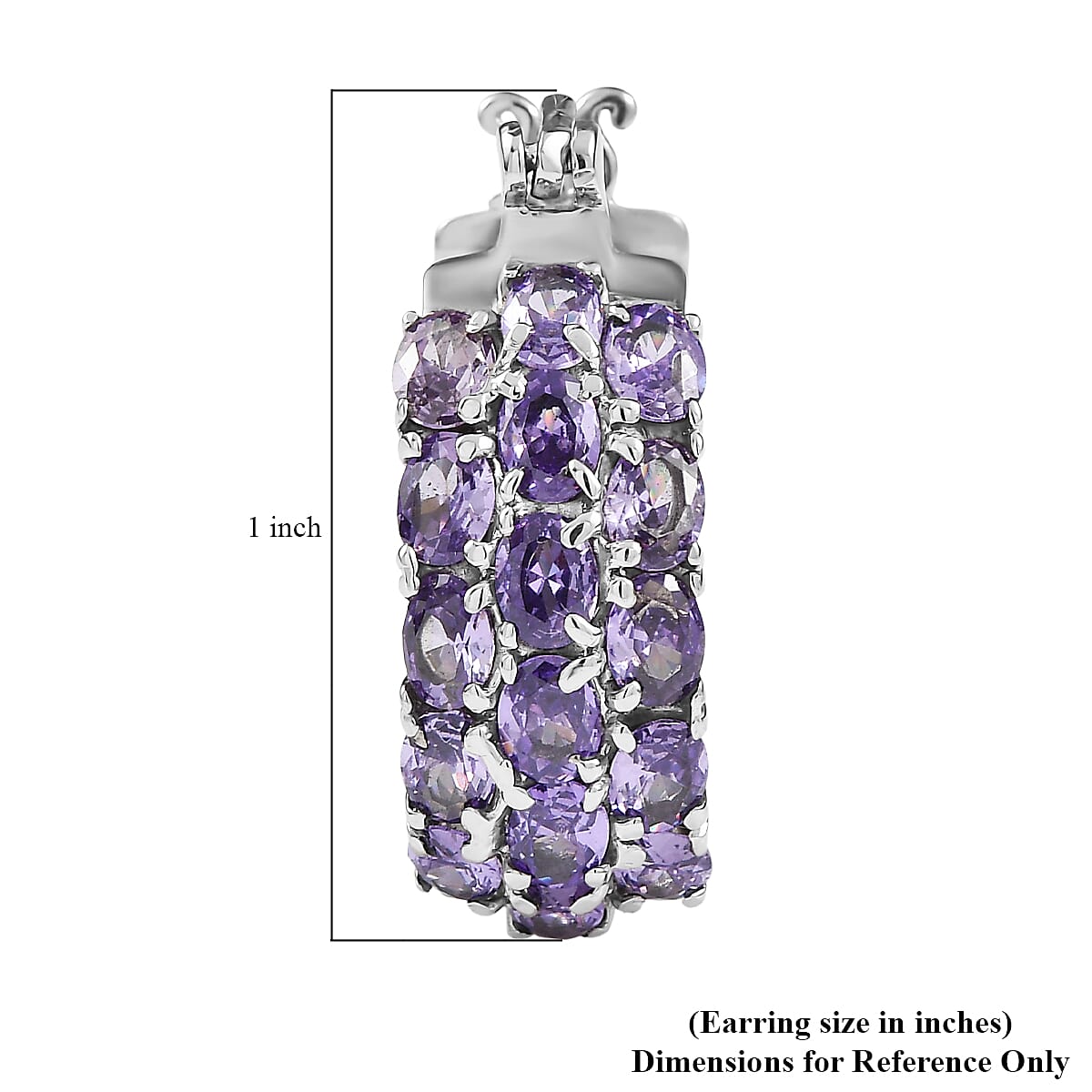 EverTrue Simulated Amethyst Color Diamond Hoop Earrings in Stainless Steel image number 5