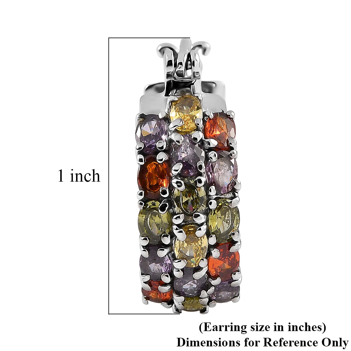 EverTrue Multi Color Simulated Diamond Hoop Earrings in Stainless Steel 8.70 ctw