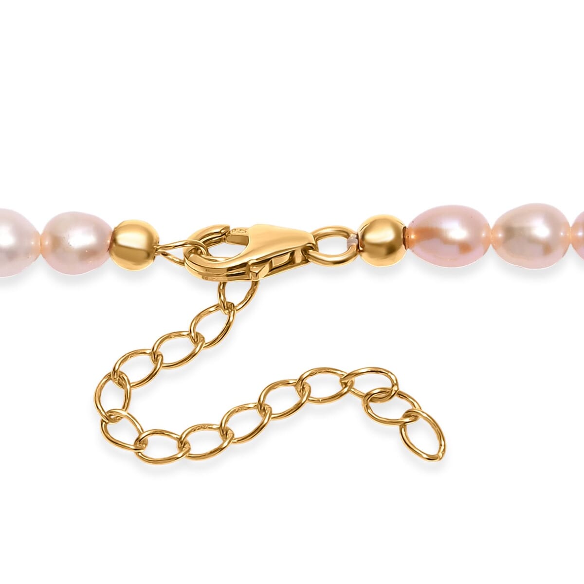 Peach Freshwater Pearl and Ouro Fino Rubellite 2.70 ctw Necklace in 18K Vermeil Yellow Gold Over Sterling Silver 18 Inches image number 4