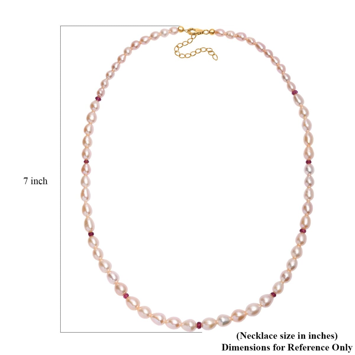 Peach Freshwater Pearl and Ouro Fino Rubellite 2.70 ctw Necklace in 18K Vermeil Yellow Gold Over Sterling Silver 18 Inches image number 5