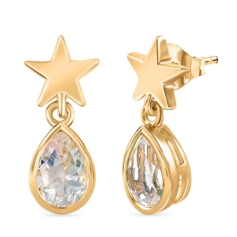 D'Joy Premium Malagasy Moonstone 1.14 ctw Earrings in 18K Vermeil Yellow Gold Over Sterling Silver