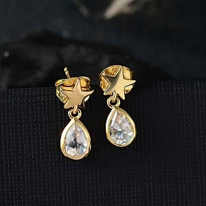 D'Joy Premium Malagasy Moonstone 1.14 ctw Earrings in 18K Vermeil Yellow Gold Over Sterling Silver