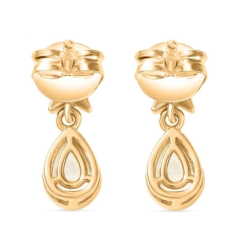 D'Joy Premium Malagasy Moonstone 1.14 ctw Earrings in 18K Vermeil Yellow Gold Over Sterling Silver