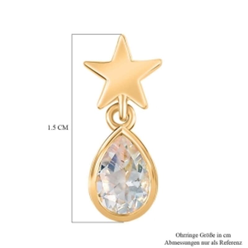 D'Joy Premium Malagasy Moonstone 1.14 ctw Earrings in 18K Vermeil Yellow Gold Over Sterling Silver