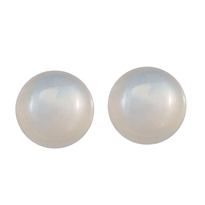 White Moonstone Set of 2 (Rnd 6 mm) 1.57 ctw Loose Gemstone