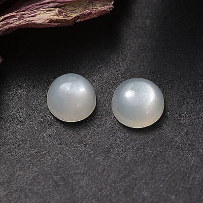 White Moonstone Set of 2 (Rnd 6 mm) 1.57 ctw Loose Gemstone