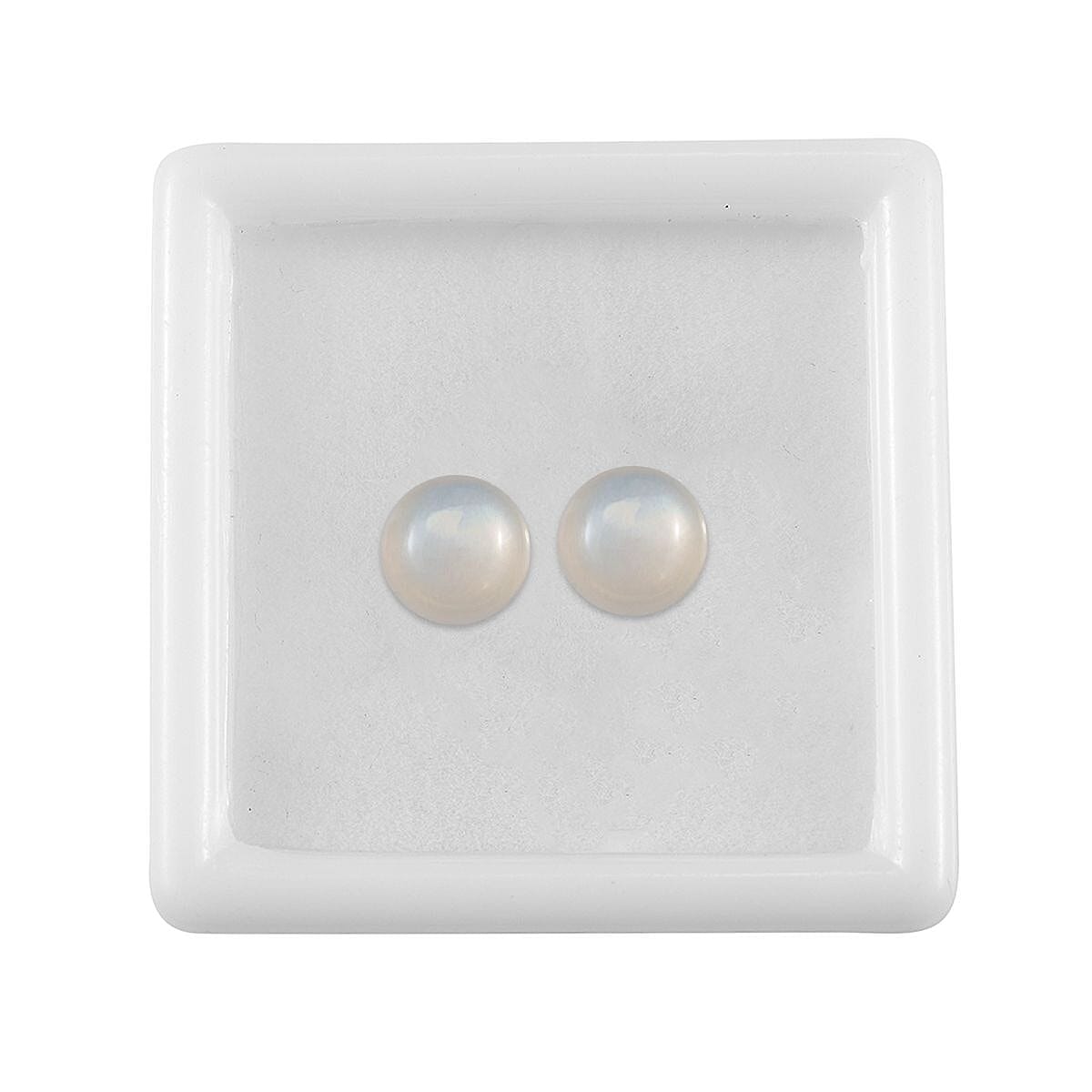 White Moonstone Set of 2 (Rnd 6 mm) 1.57 ctw Loose Gemstone