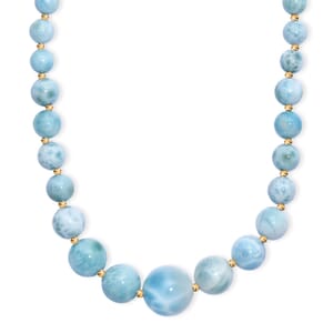 Larimar 180.00 ctw Beaded Necklace in 18K Vermeil Yellow Gold Over Sterling Silver 18-20 Inches