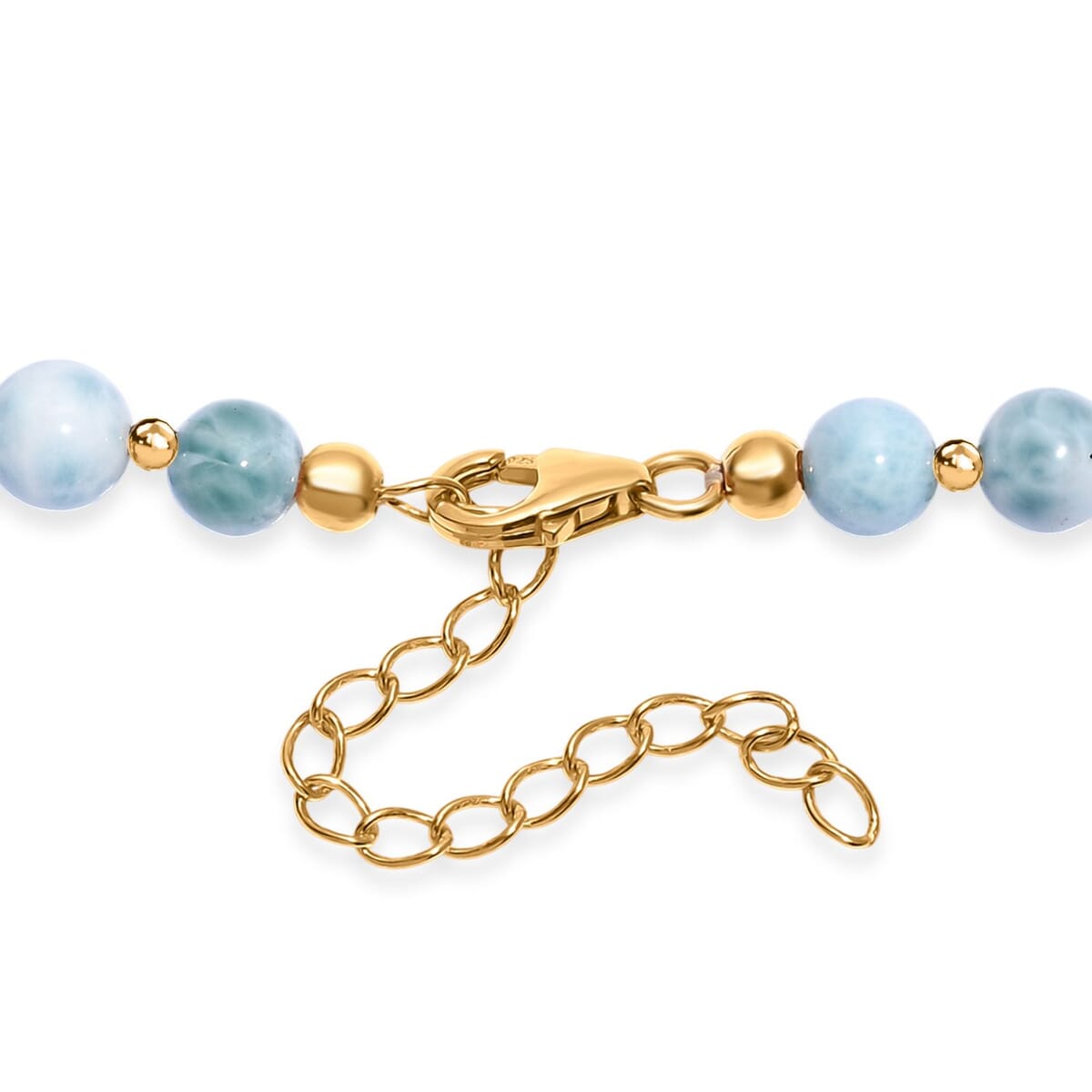 AAA Larimar 180.00 ctw Beaded Necklace in 18K Vermeil Yellow Gold Over Sterling Silver 18-20 Inches image number 4