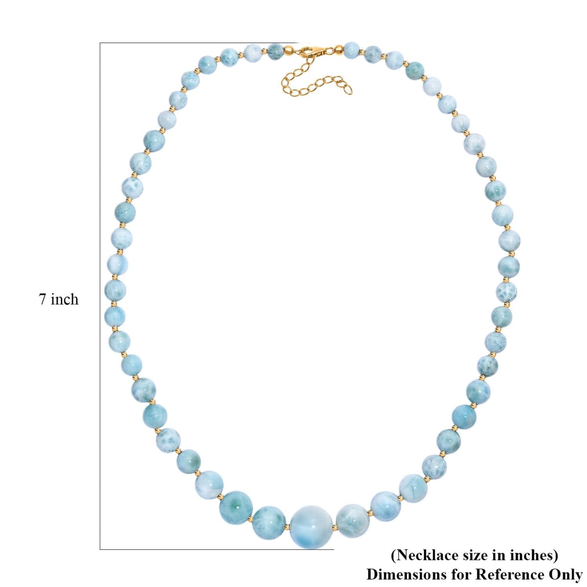 AAA Larimar 180.00 ctw Beaded Necklace in 18K Vermeil Yellow Gold Over Sterling Silver 18-20 Inches image number 5