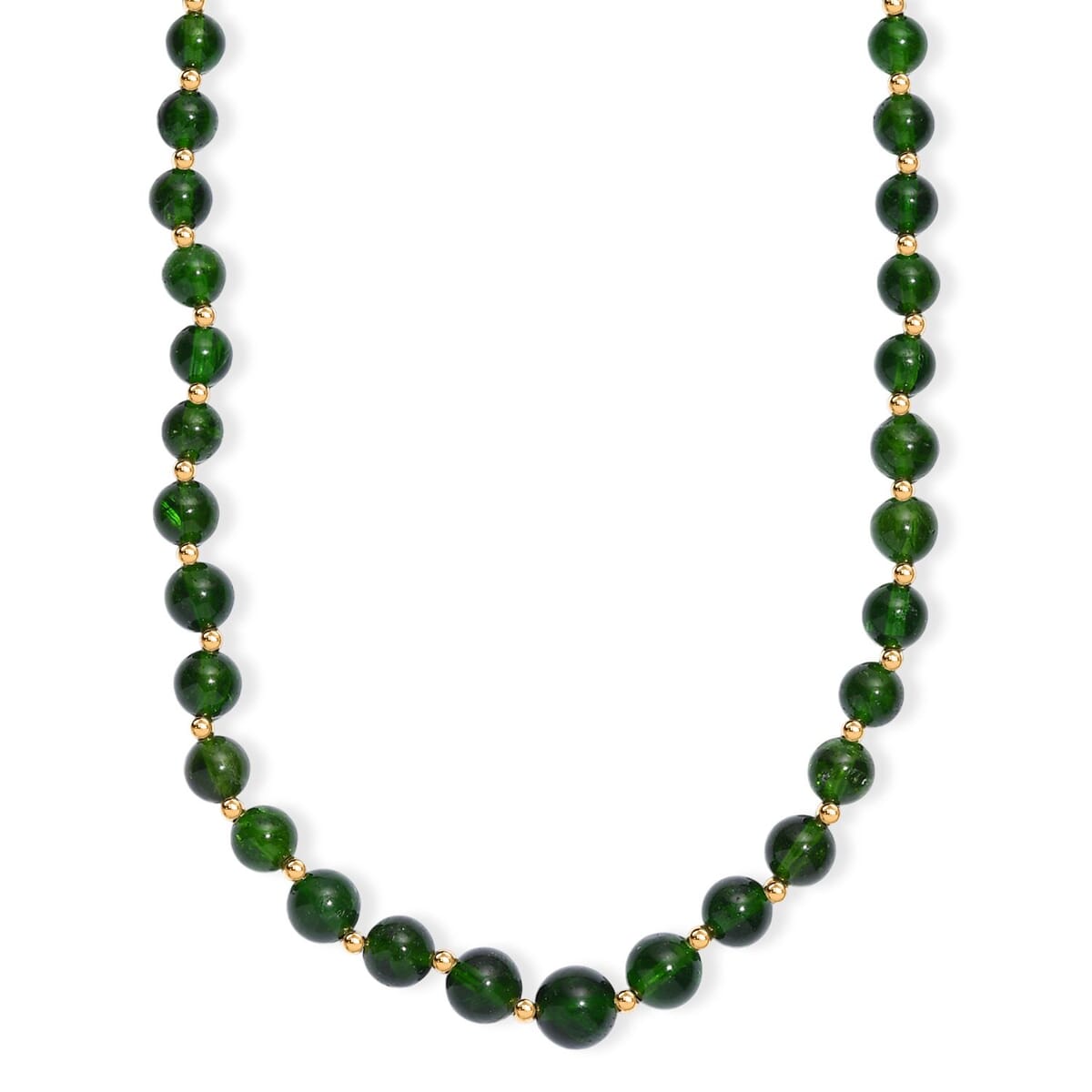 Chrome Diopside 180.00 ctw Beaded Necklace in 18K Vermeil Yellow Gold Over Sterling Silver 18-20 Inches image number 0