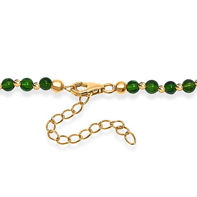 AAAA RARE FIND Chrome Diopside 180.00 ctw Beaded Necklace in 18K Vermeil Yellow Gold Over Sterling Silver 18-20 Inches