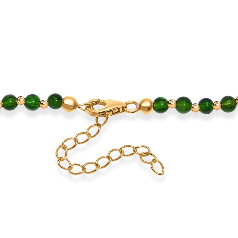 AAAA RARE FIND Chrome Diopside 180.00 ctw Beaded Necklace in 18K Vermeil Yellow Gold Over Sterling Silver 18-20 Inches